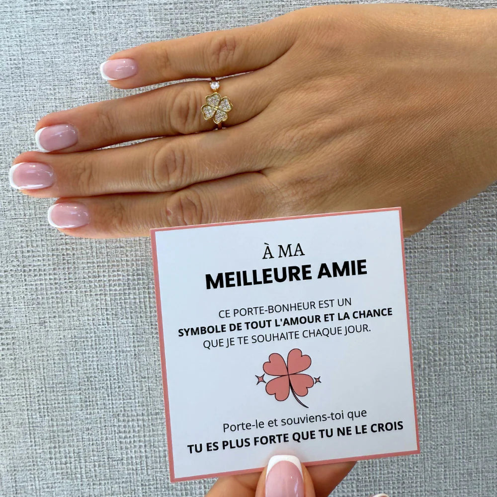 À Ma Meilleure Amie - Bague Trèfle Porte-Bonheur I Ajustable