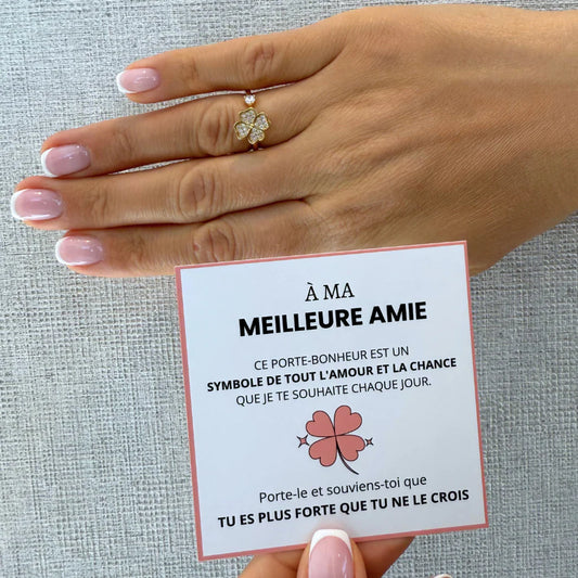 À Ma Meilleure Amie - Bague Trèfle Porte-Bonheur I Ajustable
