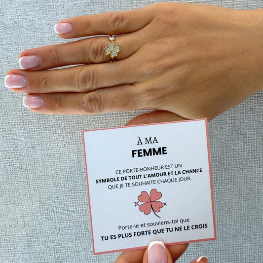 À Ma Femme - Bague Trèfle Porte-Bonheur I Ajustable