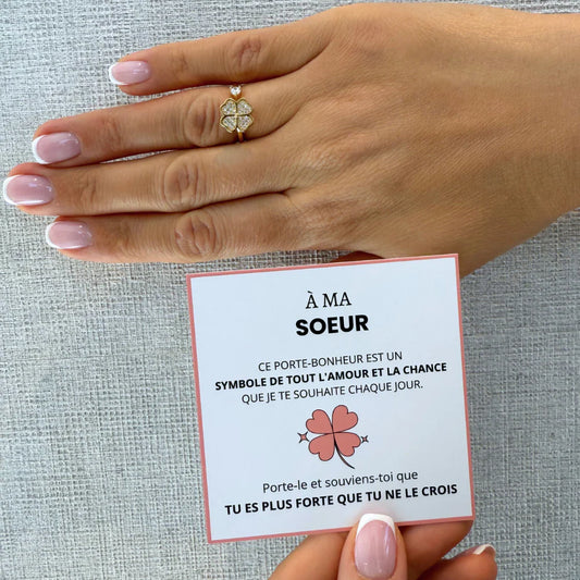 À Ma Soeur - Bague Trèfle Porte-Bonheur I Ajustable