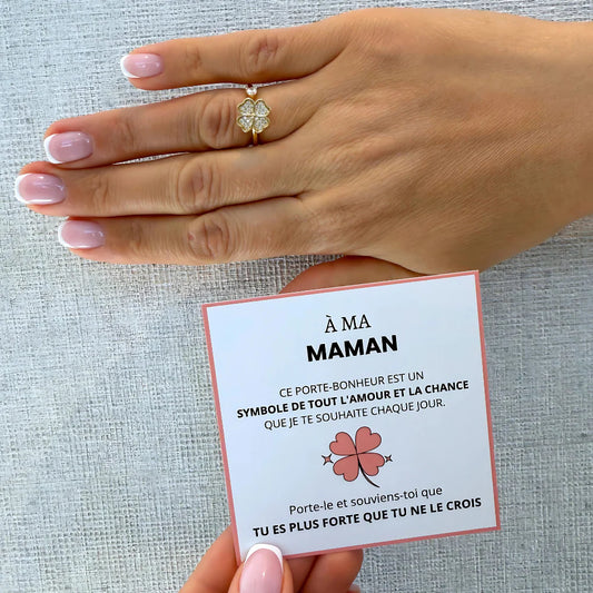 À Ma Maman - Bague Trèfle Porte-Bonheur I Ajustable